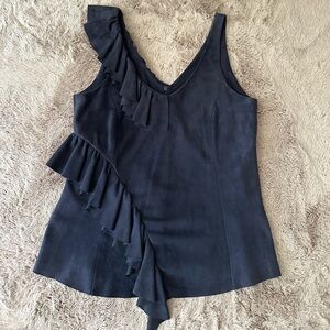 DROMe Suede Ruffle Top